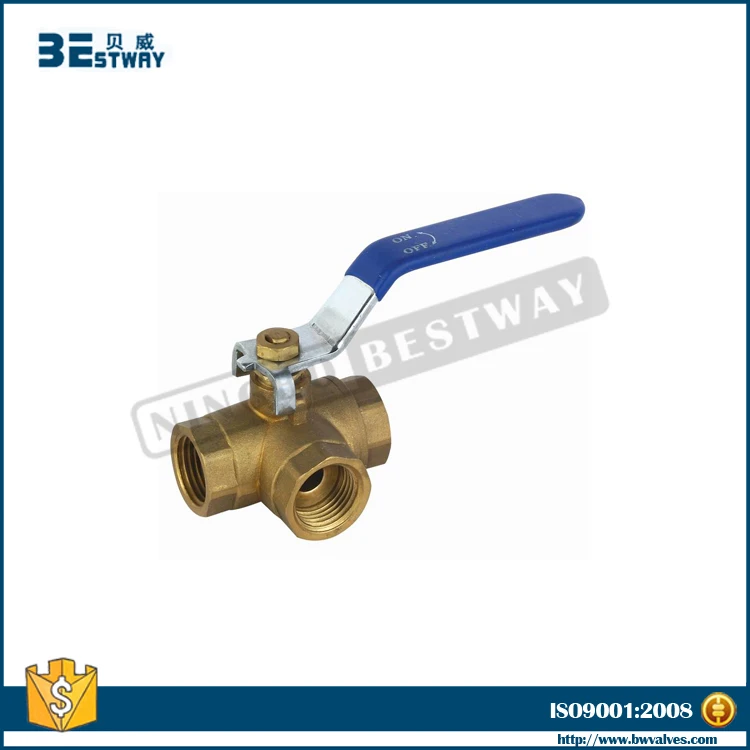 BWVA T Type L Type NPT Brass 3 Way Ball Valve
