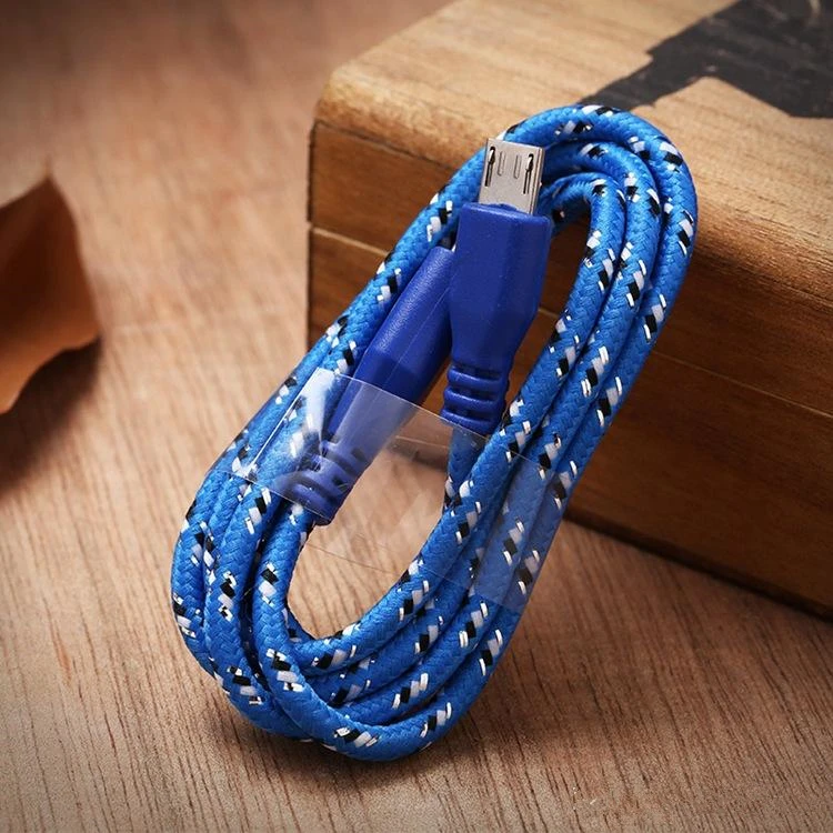 3FT 6FT 10FT Nylon Woven Cords Micro USB Fiber Fabric Braided Data Charger Cable Knit Charging Cord For Smartphone Cell Phone