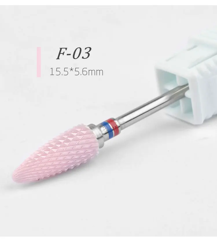Bullet Shape Pink Ceramic Nail Drill Bits Callus Removing Manicure Drill Burrs