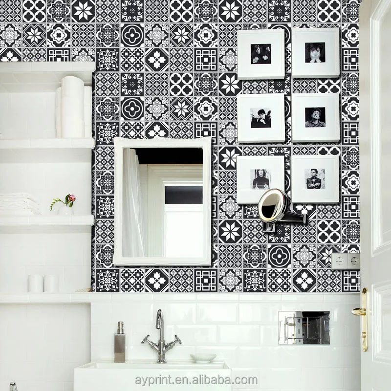 6002 Kitchen Oil Proof Mosaic Ceramic Tile Pattern Decorative Wall Sticker Removable Home Decor Vinyl Wall Decals