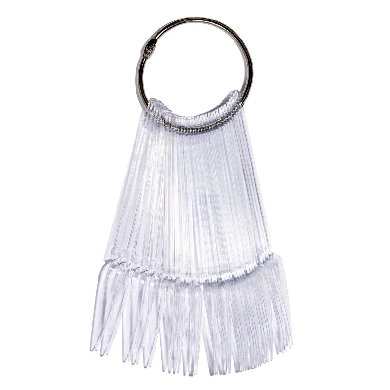 50pcs Stiletto Sharp Nail Art Tips Display  UV Gel Nail Polish Color  Chart Stand with Ring