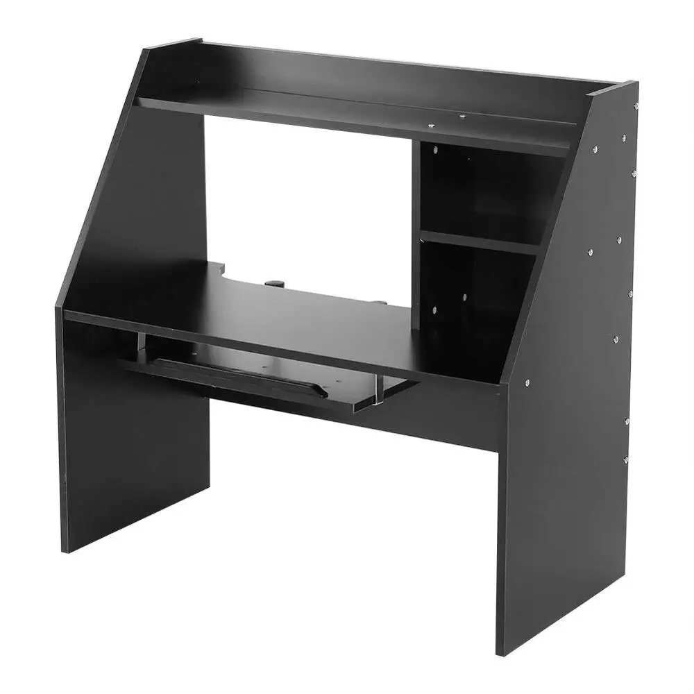 Gaming Laptop Desk Wooden Table PC Computer Table With Keyboard Tray And Storage Shelves For Bed