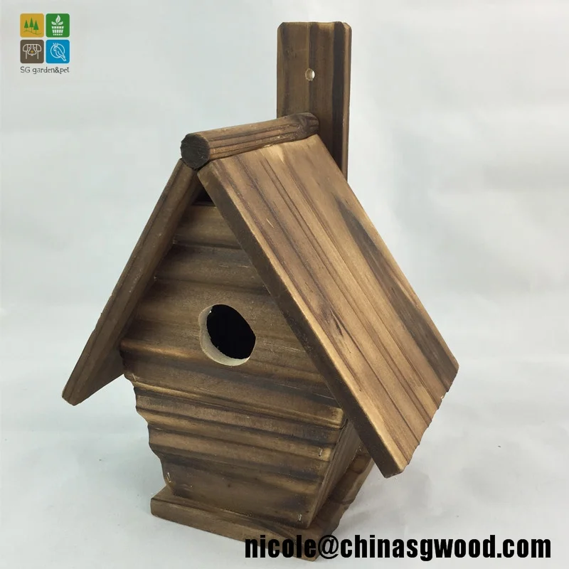 Chinese Wooden pet Cage lovely small bird nest box wood bird feeder house wholesale