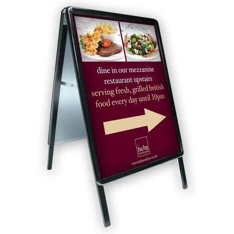 Outdoor aluminum snap frame A board pavement sign , aluminum a board poster stand, Double Side A Frame