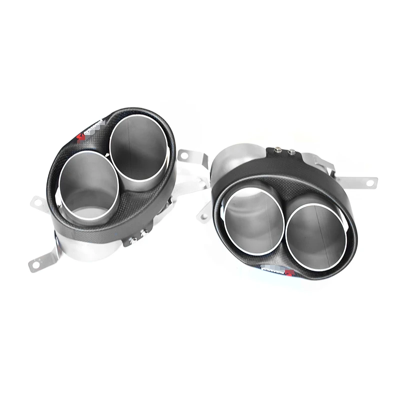 2 PCS Carbon Exhaust Tip For Rudi RS6 RS5 RS4 Exhaust Tips Car Styling R6 R5 R4 upgrade RS body