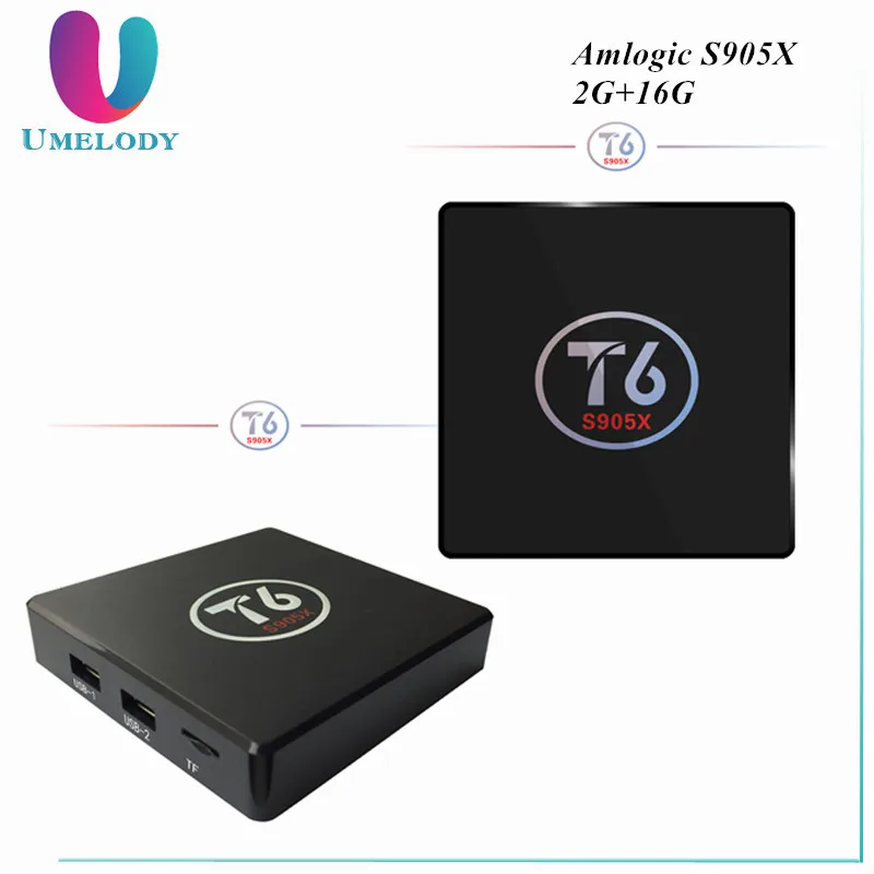 Umelody factory price T6 S905X TV Box mp4 download hindi video songs 2GB 16GB Android 7.1 Smart TV Box conax satellite receiver