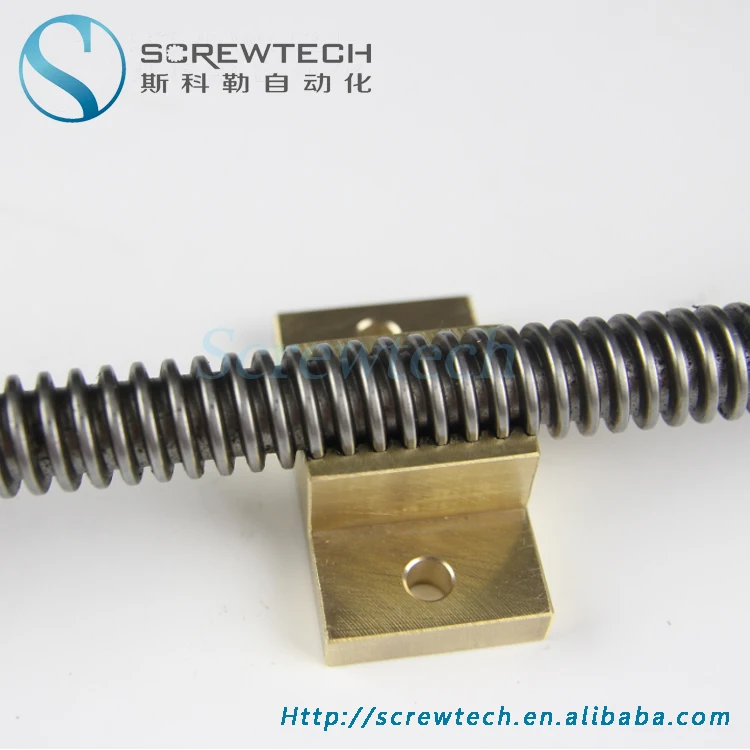 Trapezoidal lead screw Tr16x3 stainless steel lead screw with custom brass nut