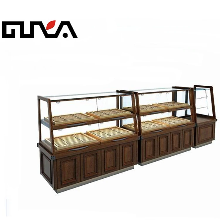 Customized design for bread kiosk wood bread display showcase