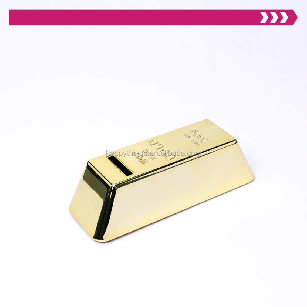 Factory Direct Home Decor Custom Logo Plastic Gold Bullion Piggy Bank