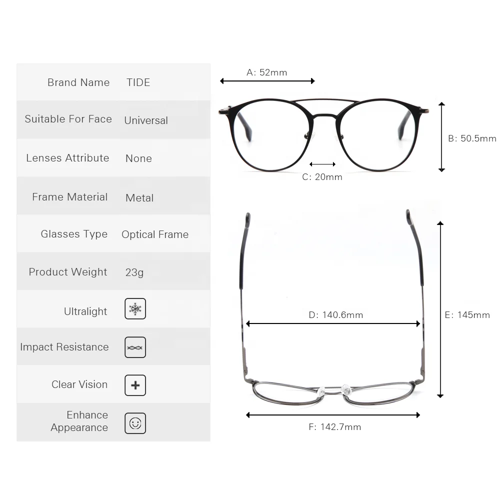 Dropshipping Retro Style Round Shape Women Men Metal Optical Frames China Wholesale Super Light Eyeglasses Frame