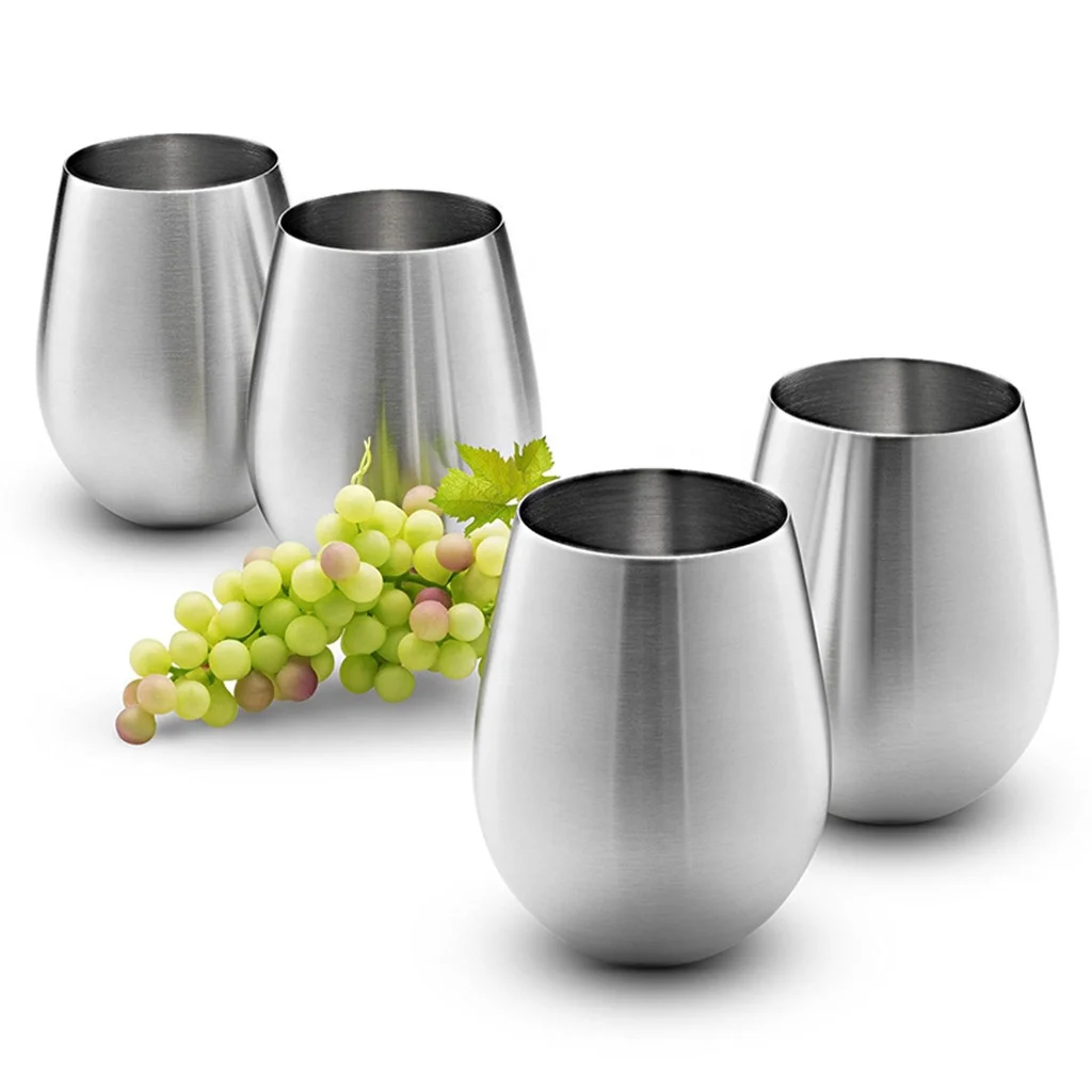 18oz Single Wall Stainless Steel Stemless Wine Glass With White Box Package