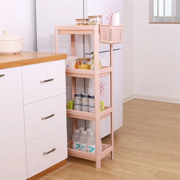 Plastic Bathroom Kitchen Storage Rack with Basket