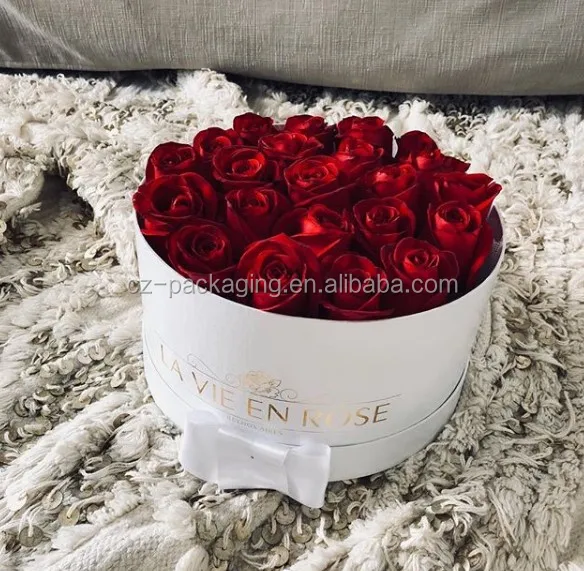 Round Paper Custom rose gift box with lid