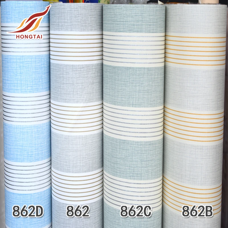 PVC self adhesive wall paper stripe waterproof decorative wallpaper for household