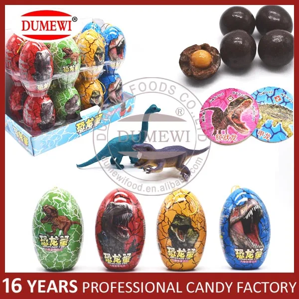 Chocolate Peanut Candy with Dinosaur Toys in Surprise Dinosaur Egg Toy Candy