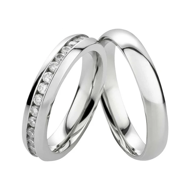 
High quality silver high polished men women custom wedding bands wholesale 