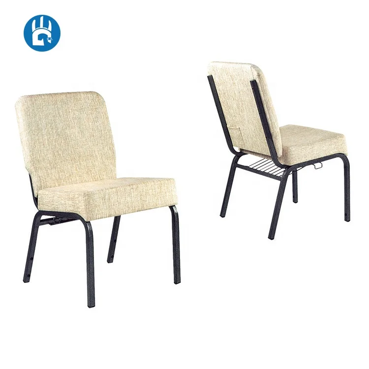 Металлический стул из синей ткани для театра, церкви