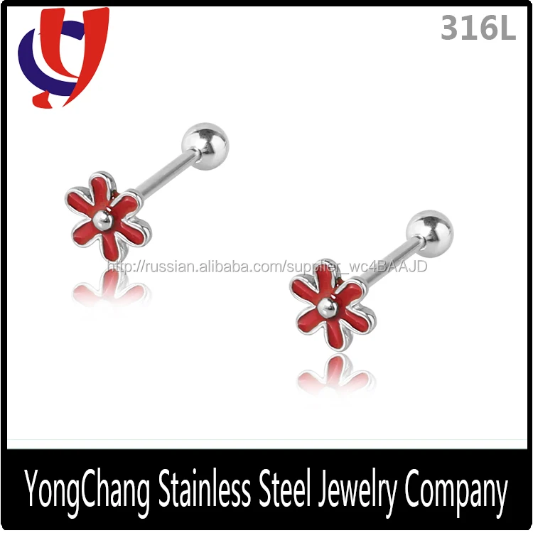 Штангой очаровательный цветок язык кольцо из нержавеющей стали пирсинг