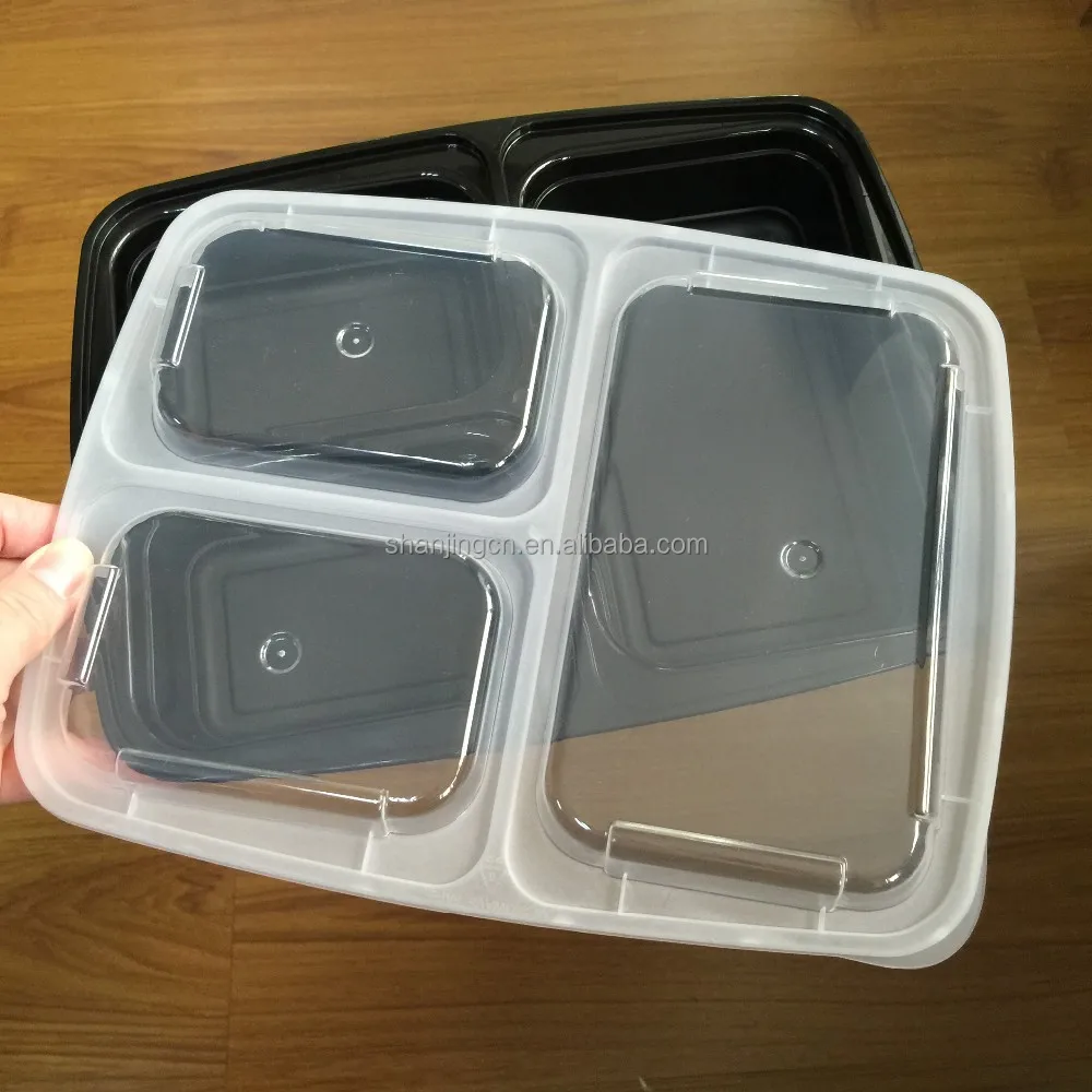 3 Compartment Meal Prep Containers Reusable Bento Lunch Box with Lids, Better Leak Resistant Microwavable Plastic Food Container
