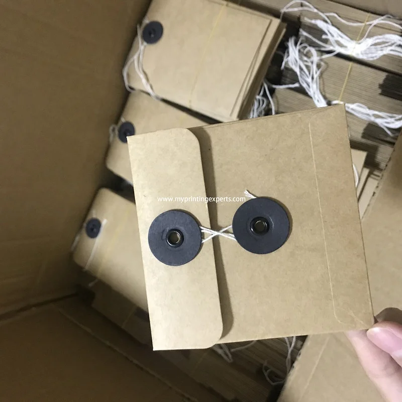 Square kraft envelope button string tie envelopes