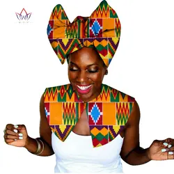 WYA030 African Fabric Cloth Choker Necklaces and headwrap Set Wax Print False Collar Ankara Handmade Jewelry