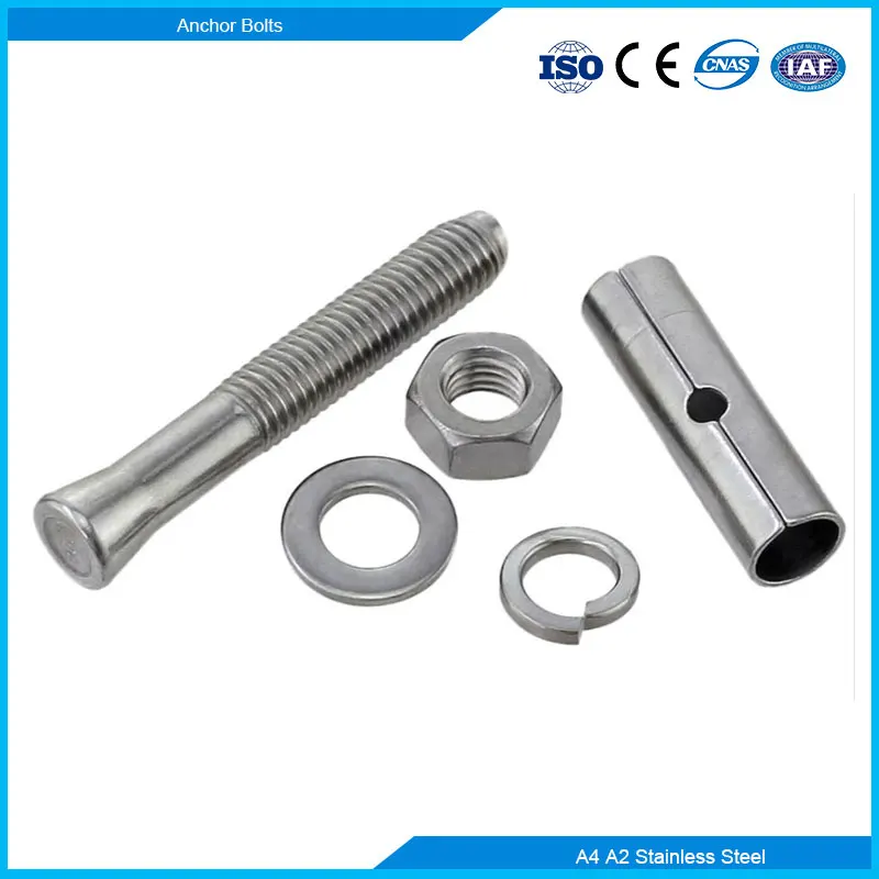 Stainless Steel A4 A2 Concrete Expansion Anchor Bolt With Nuts Flat Spring Washers