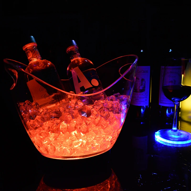 Popular oval led ice bucket for wine/champagne factory