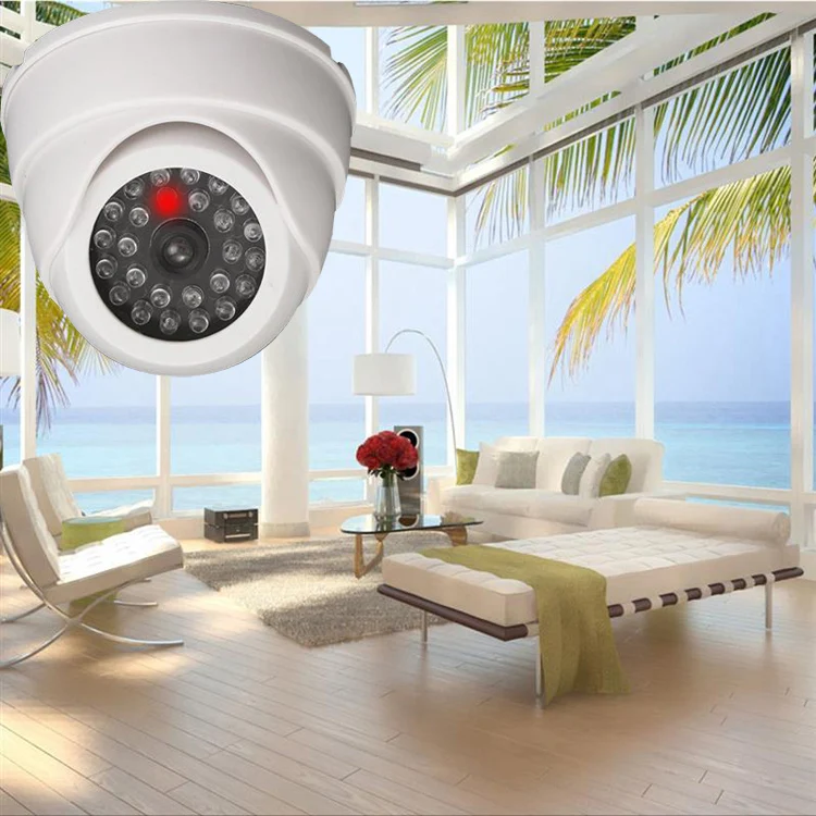 Dome Dummy Camera White Color Use 2pcs Alkaline Battery Deter Theft