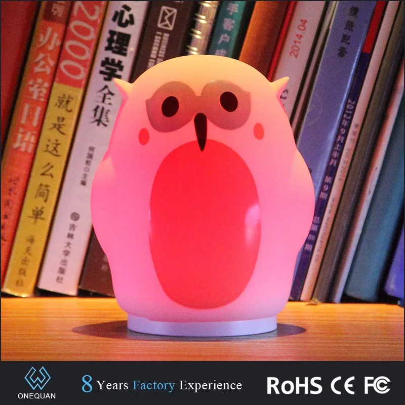 LED Silicone Touch Color Changing Cute Owl Lamps for Kids Bedroom