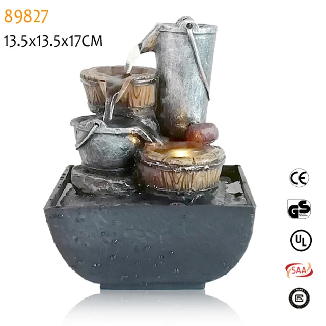 
Custom wholesale resin statues LED light fengshui ornament fountain 