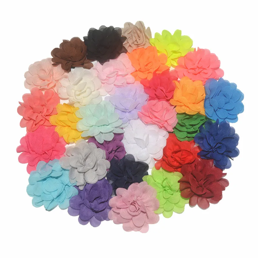 5 см из шифона высокого качества головка с сумкой ткань заколка для волос детский тканевый Цветок голова Pinch 30 цветов