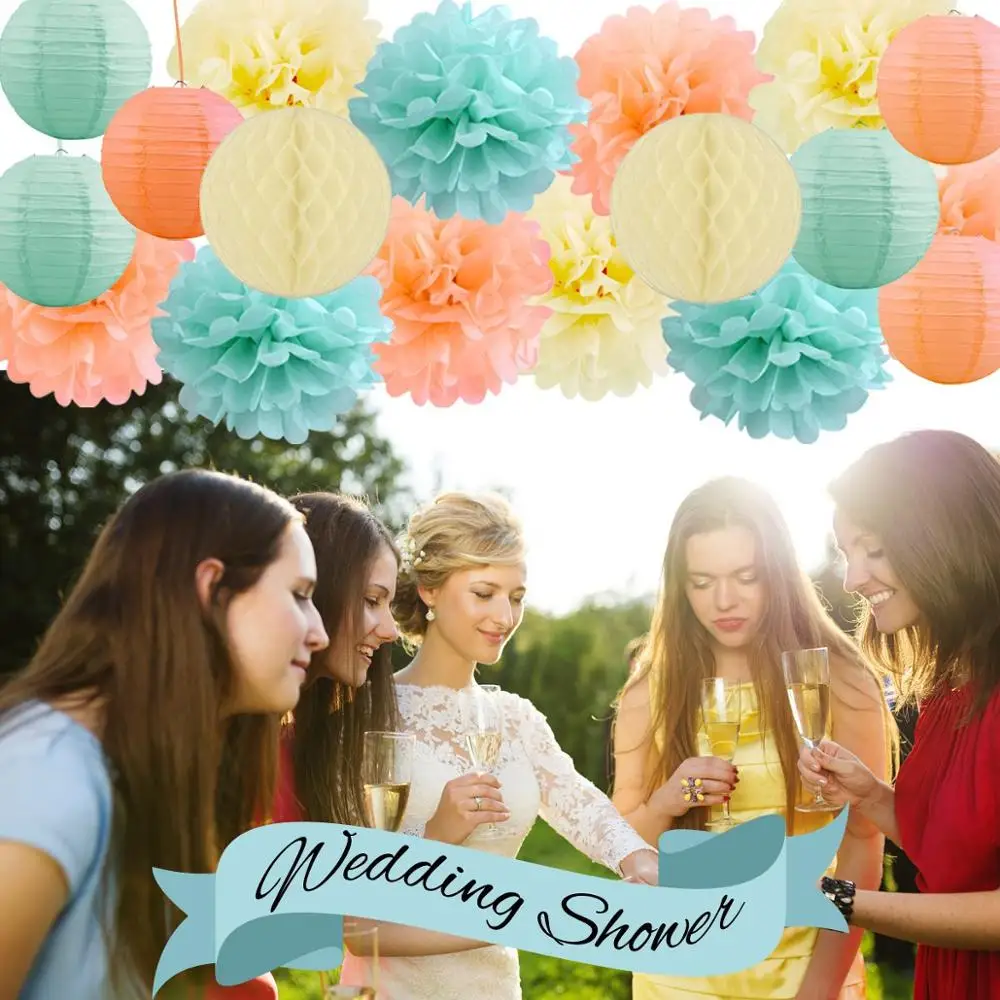 
Hot selling 4/6/8/10/12/14/16 inch hanging Paper Tissue Pom Flower for Wedding Decorations 