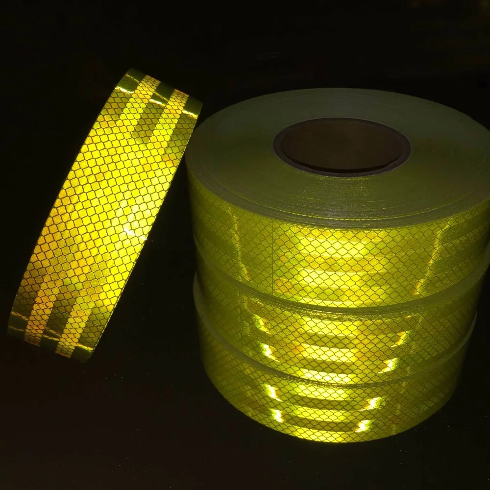 От 7 до 10 лет срок службы оптовая продажа флуоресцентный желтый зеленый Светоотражающие стикеры извести отражающая лента для безопасности предупреждающие знаки