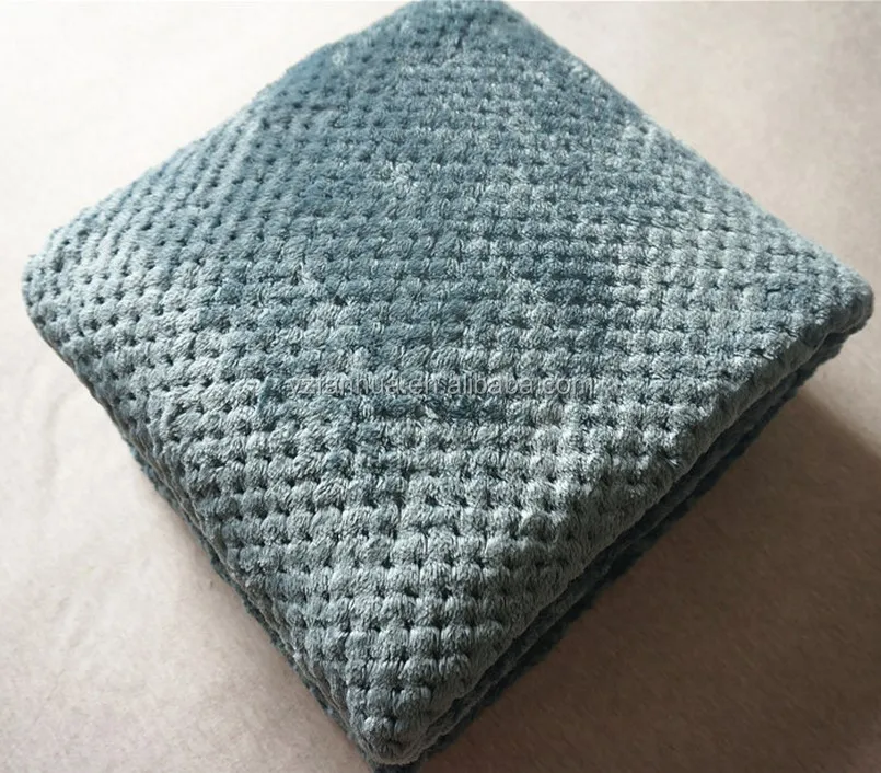 
Wholesale Solid Honey comb Fleece Blanket throw 