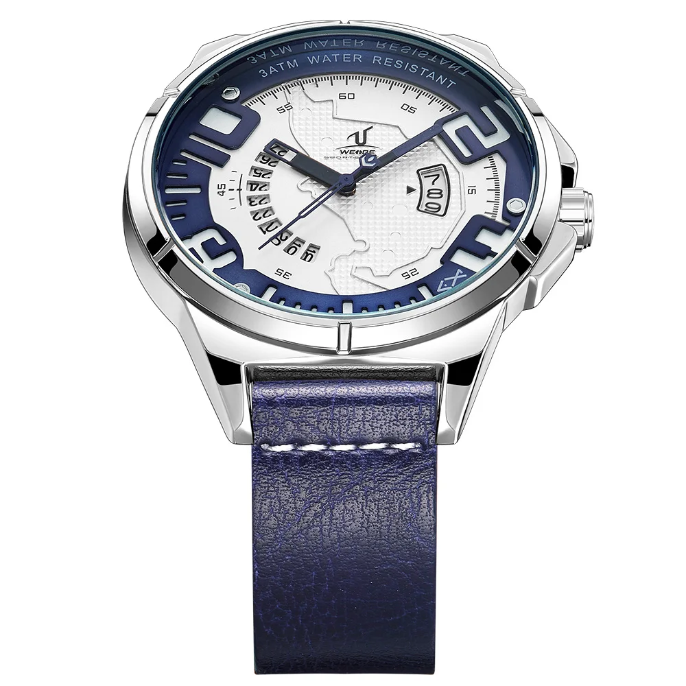 China Factory Supply Top Brand Leather Genuine Quartz Watch SR626SW Men Watch Original WEIDE Luxury