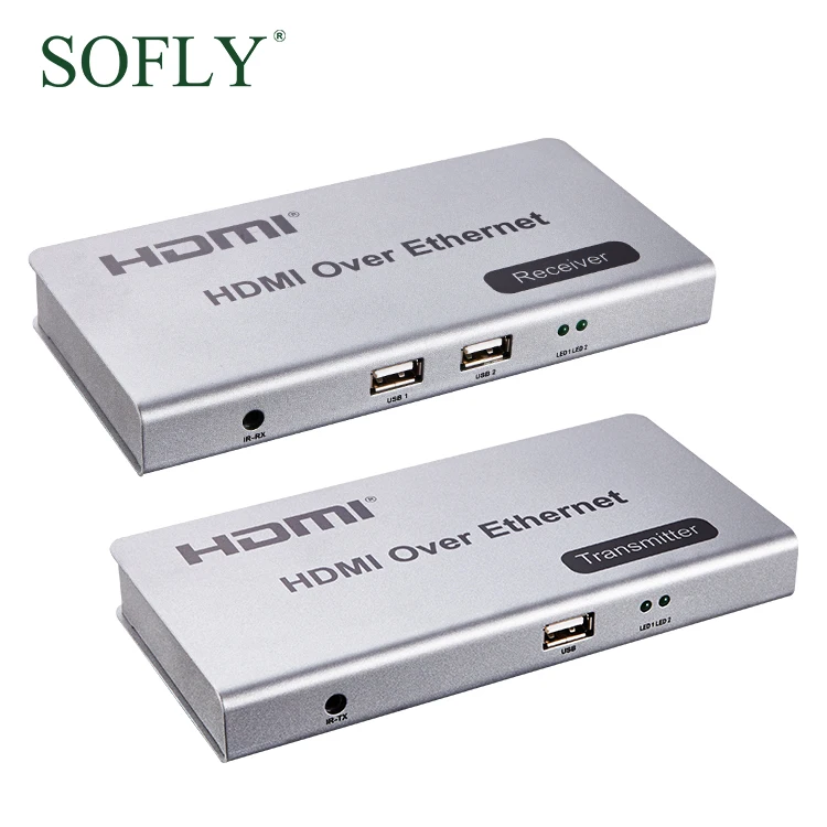 Удлиненная диапазон 120 м KVM Extender HDMI, USB 2,0 и ИК по два кота-5 кабелей