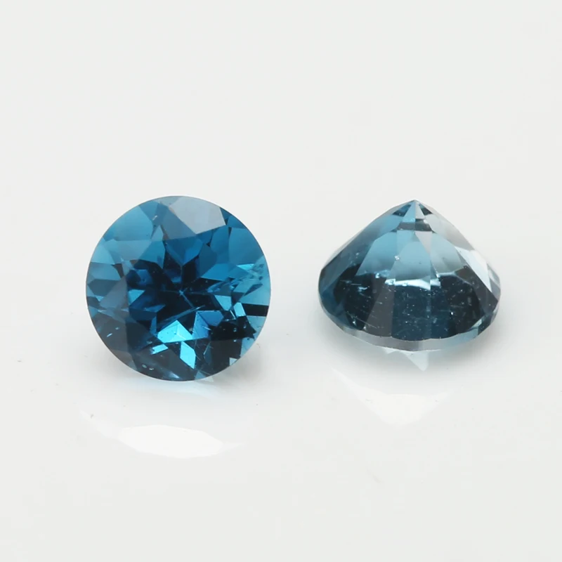 Stone High Quality Topaz Round Perfect Cut Gemstone Natural London Blue Topaz Loose Natural Citrine Color Play or Fire OEM&ODM