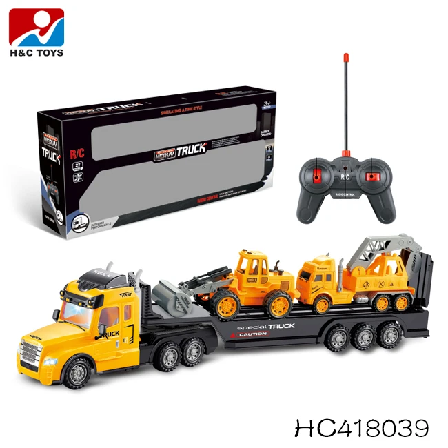 4 channel remote control construction truck rc truck trailer with lights