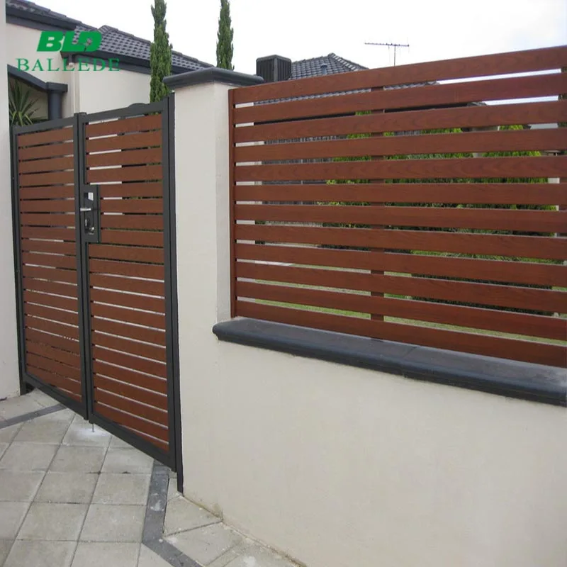 Factory direct sale power coated garden aluminum extruded slat fence gate diy