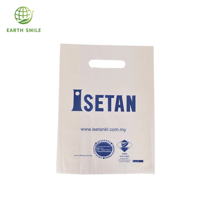 Corn Starch Biodegradable Made Die Cut Shopping Plastic Bag for Shopping Mall Clothing Store