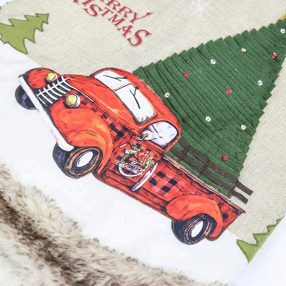Christmas Linen Tree Skirt Decoration Guangzhou Wholesale Market Decoration Supplies Elk Navidad Gift