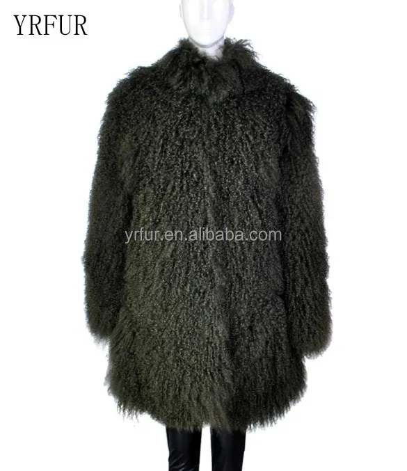 YR659  Hot Sale Women Winter Oversized Long Fur Coat Real Mongolian Tibetan Natural Lamb Fur Fashion Coat