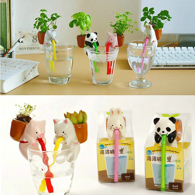 Ceramic Sucking Self Watering Pot Planters Supply Animal Bonsai Pots