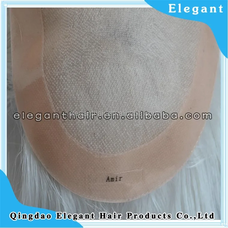 
Full welded mono lace grey hair and white color men hair toupee 