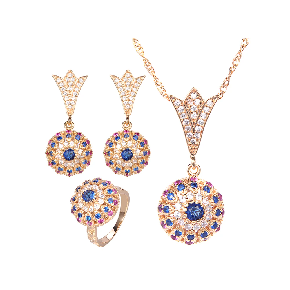 China Wholesale Costume Fashion Zircon Wedding Turkish Brazilian Indian Dubai Ethiopian African Gold Jewelry Sets