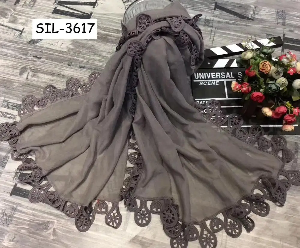 Yiwu  manufacturers muslin stunning wedding party new shawl echarpe lady TR cotton lace headscarf