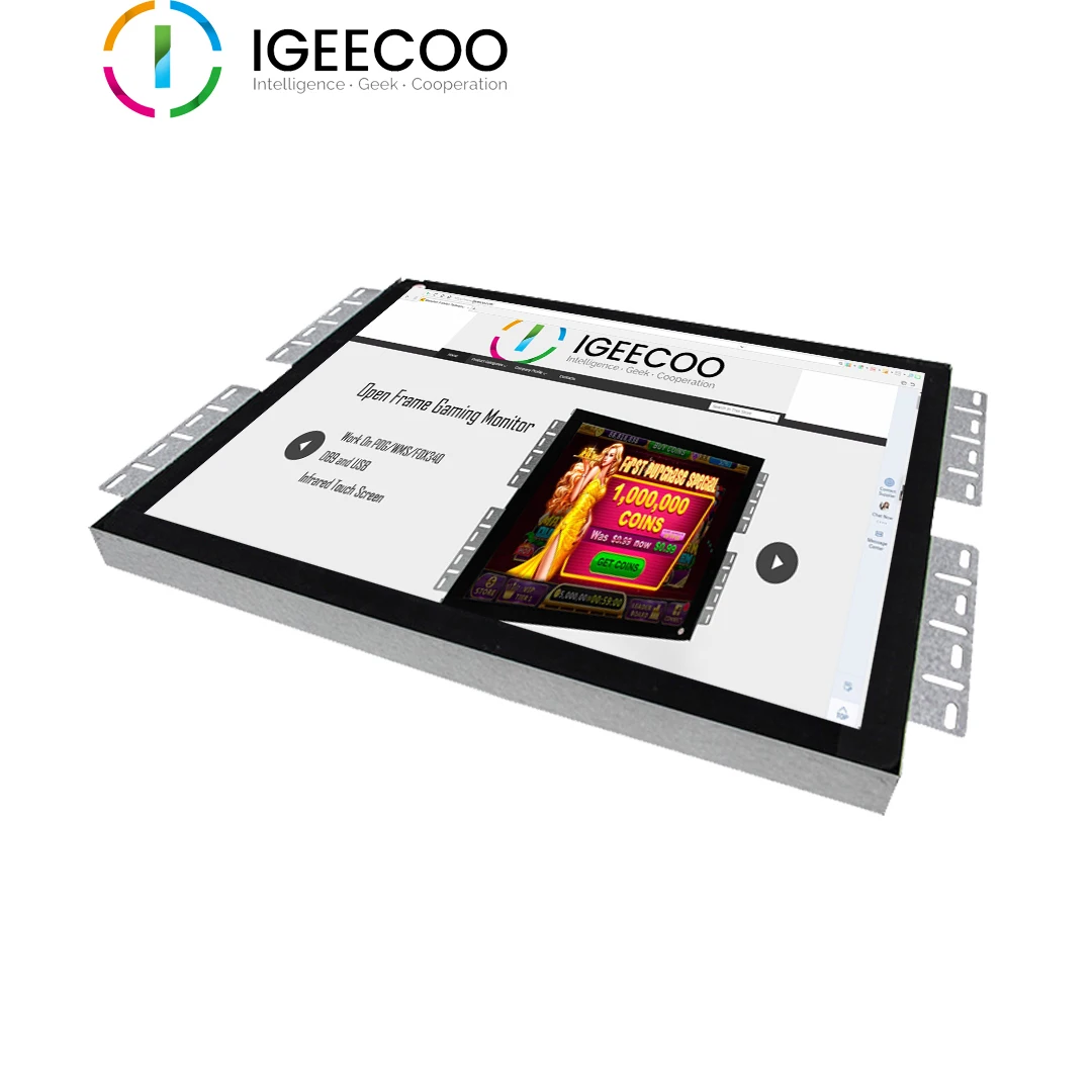 Open frame lcd 19 inch Infrared touch screen POG gaming POG touch screen monitor with RS232/USB touch input from IGEECOO