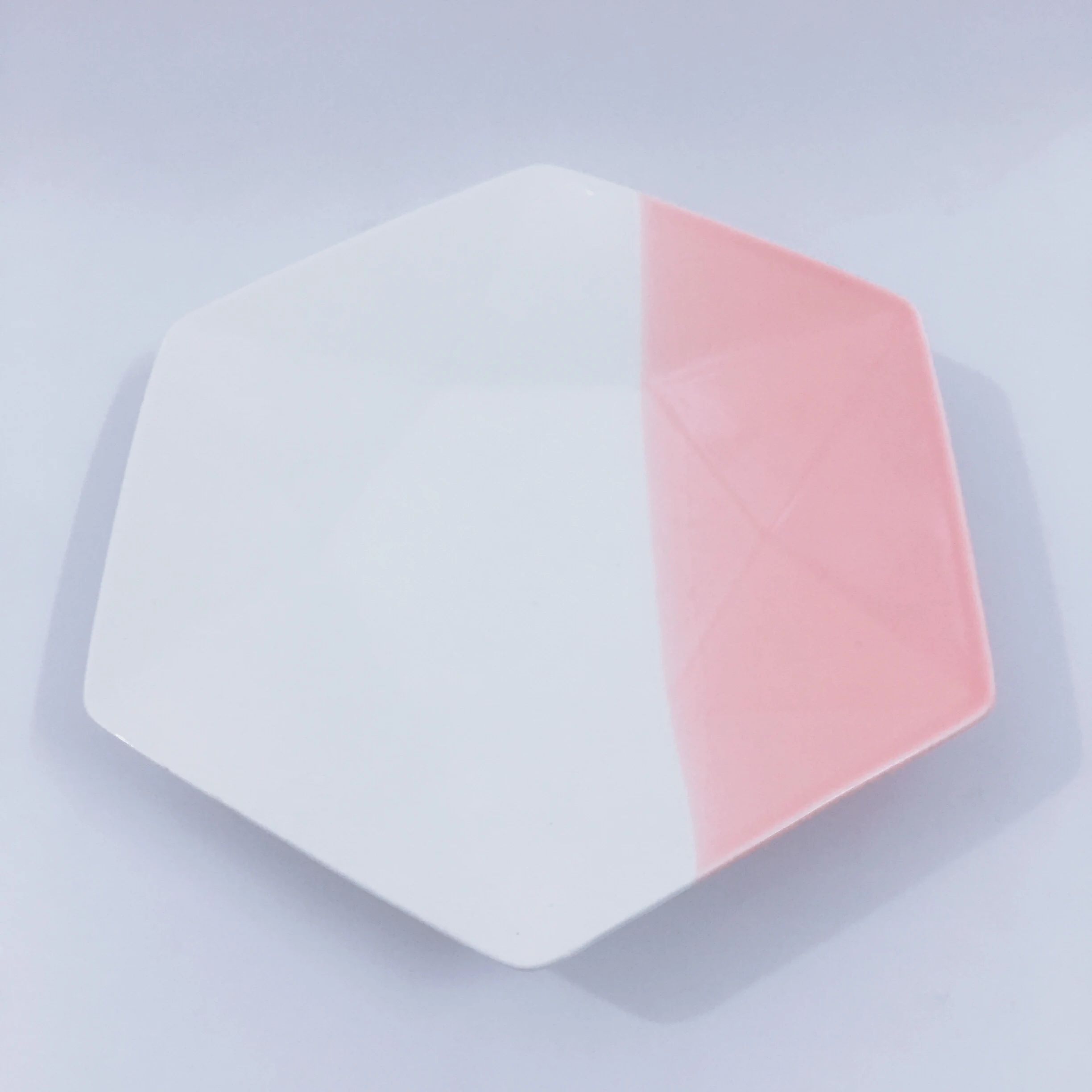 Customized glazed italain Hexagonal shape plate bulk modern 10.5 euro cake ceramic dinner plate