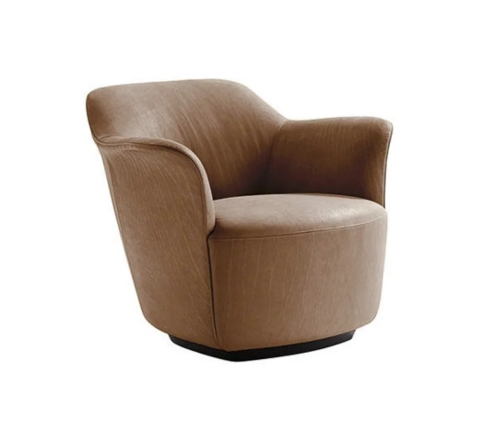 
Modern design brown leather hotel sofa chair with wooden base 