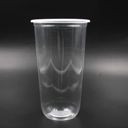 Custom Wholesale pp cup 90mm 95mm U Shape Cup Disposable Plastic Bubble Tea Cup with lid